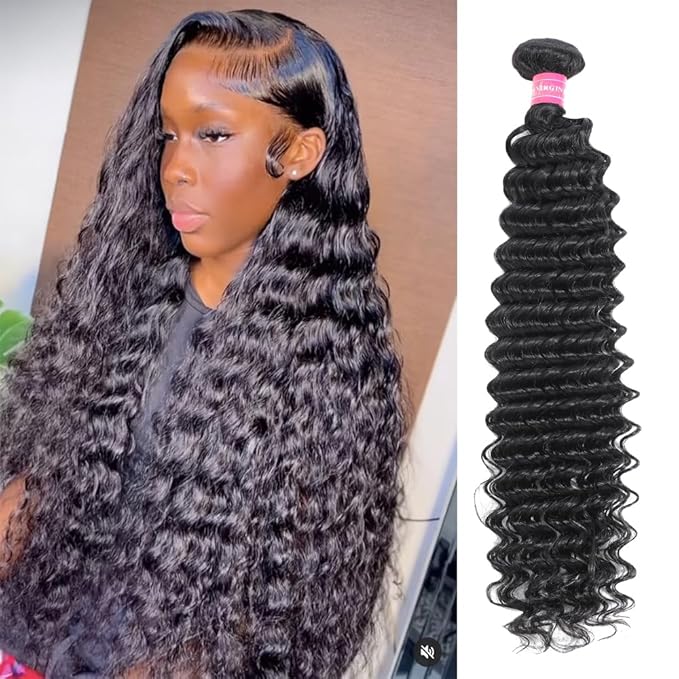 12A Deep Wave Human Hair Bundles Brazilian Virgin Deep Curly Bundles Human Hair 100 Unprocessed Virgin Raw Wet And Wavy Bundles Natural Black Color Water Wave Human Hair Bundles 26 Inch