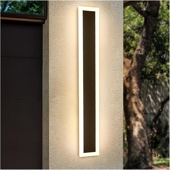 Modern Outdoor LED Wall Lamp 18W 3000K Warm Light Fixture for Aisles, Garages, and Porches - Black & White Design