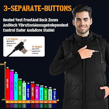 15 Heated Zones Heated Vest, Heated Vest for Men Women Lightweight Electric Heating Vests with 35000mAH 7.4V Battery Pack for Winter (XL)