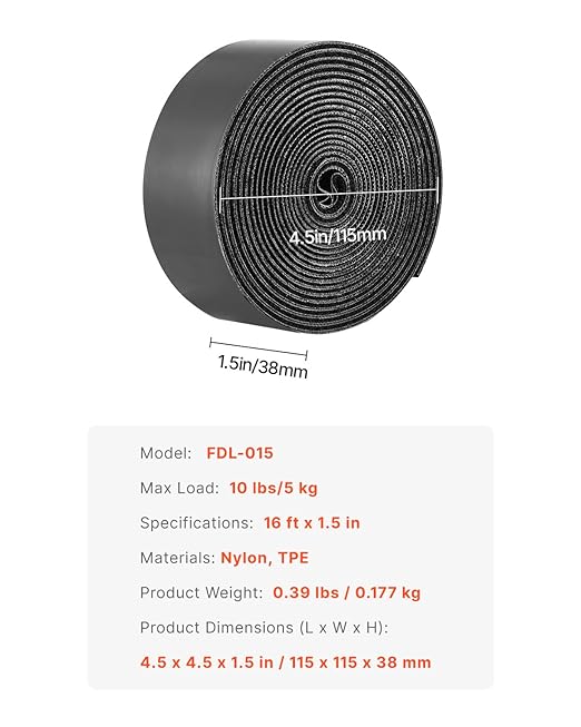 VEVOR 16 ft x 1.5 in Hook and Loop Tape, Hook Loop Heavy Duty Strips Rolls, Strong Nylon Self Adhesive Strips Roll, Sticky Back Fastener Tape Roll Ideal for Home Office School and Crafting, Black