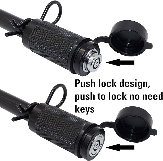 TowWorks 79830 Keyed Alike 58" Trailer Hitch Lock with Extra Long 4-12" Span, Double Safety Tow Hitch Locking Pin for 3" Receivers and Adjustable Channel Mounts