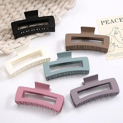 5 Inch Extra Large Claw Clips, Big Hair Clips for Thick Long Curly Hair, Durable Matte Strong Hold Hair Claw Clips, Non-slip Square Hair Clips for Women, Hair Accessories Valentine's Day Gifts
