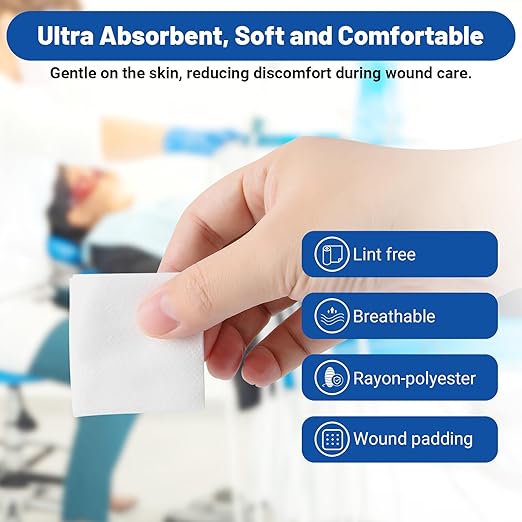 JMU Sterile Gauze Pads 4x4 Non Woven, 100 Pack 8-Ply Non Woven Gauze Sponges 4x4, Individually Wrapped Sterile Medical Gauze Pads for Wound Care, First Aid Surgical Supplies