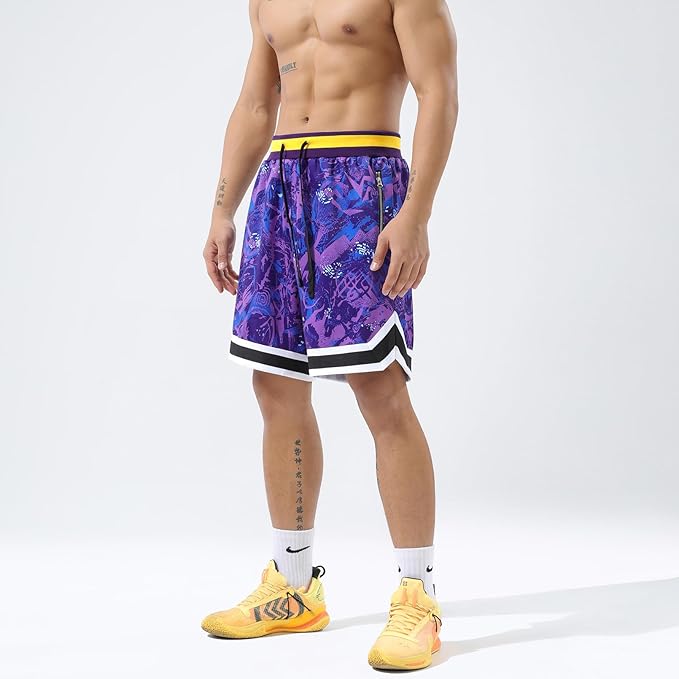 BOOMLEMON Mens Graphic Print Basketball Shorts Casual Fashion Cool Shorts Summer Gym Workout Running Short Pants