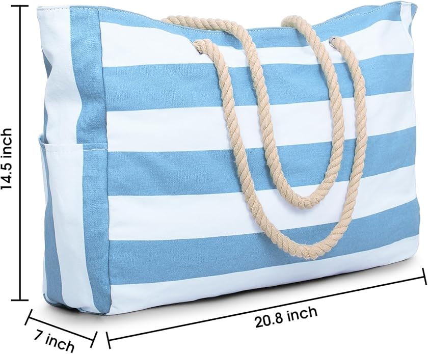 Becokan Beach Bags for Women Large Waterproof Beach Tote Bag Zipper Beach Bag Waterproof Sandproof Swim Pool Bag Large Tote