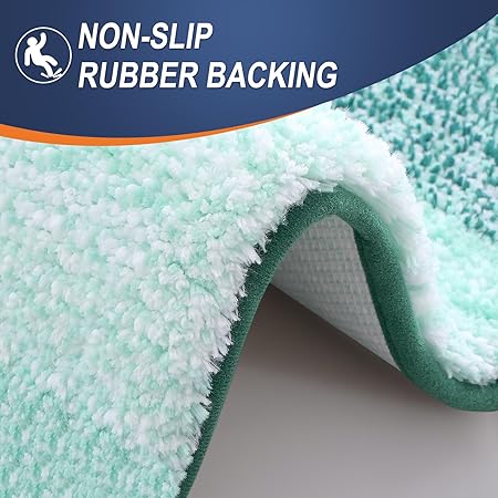 OLANLY Bathroom Rug Set 2 Piece, Soft Absorbent Microfiber Bath Mats and U-Shaped Contour Toilet Rug, Non-Slip, Machine Wash Dry, Plush Shaggy Bath Mats for Bathroom (24"x16"24"x20", Blackish Green)