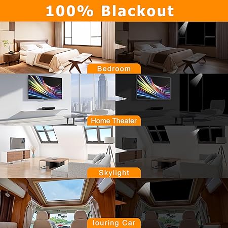 100 Blackout Curtains for Bedroom, Portable Blackout Shades, No Drill Black Out Window Blinds, Cut to Any Size, for Home Baby Nursery Travel Dorm (138" x 57")