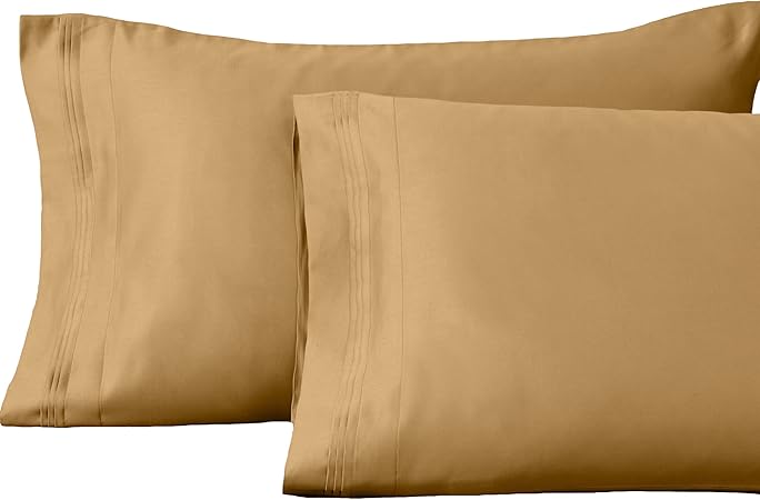 Superior 100 Egyptian Cotton 1500 Thread Count Oversized King Pillowcase Set Solid, Gold
