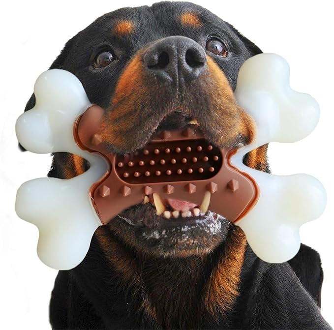 Beef Flavor Durable Nylon Bone Dog Toy for Small and Medium Breeds (Brown)