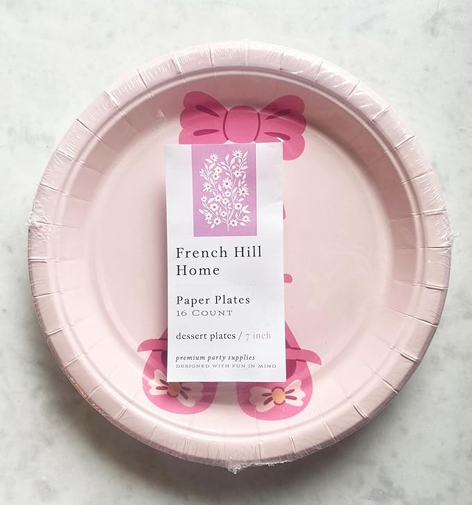 7 inch Paper Plates, Baby Shower, Pink, 16ct