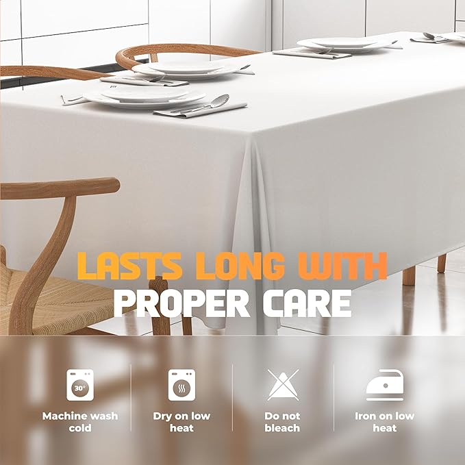 60 x 102 inch rectangular tablecloth, 6-foot tablecloth, washable polyester