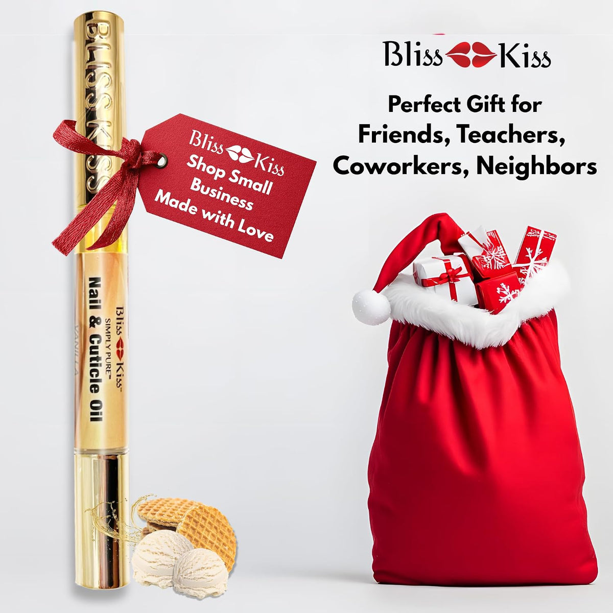 Bliss Kiss | 3 Vanilla Fragrance Nail Oil Cuticle Pens w/Vitamin E & Jojoba?Nail Strengthener Nail Growth Serum for Brittle Peeling Breaking Thin