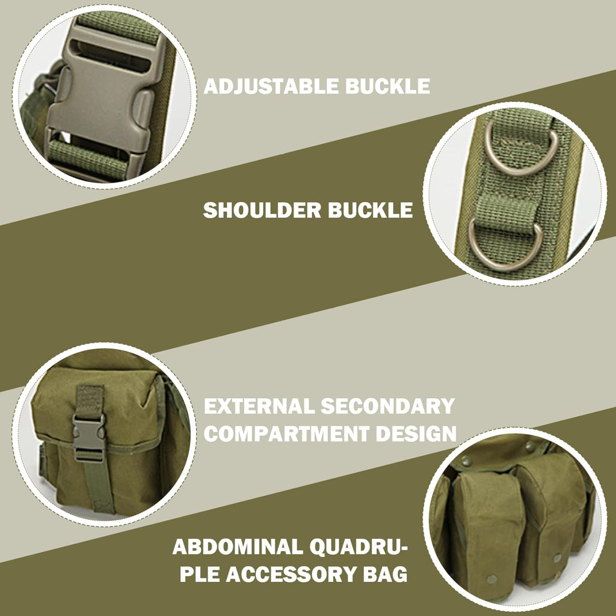 Chest Rig Adjustable Waterproof Nylon Chest Pack with Multi-Pockets Wear-Resistant Dirt-Resistant Vest for Hunting Training and Workouts..