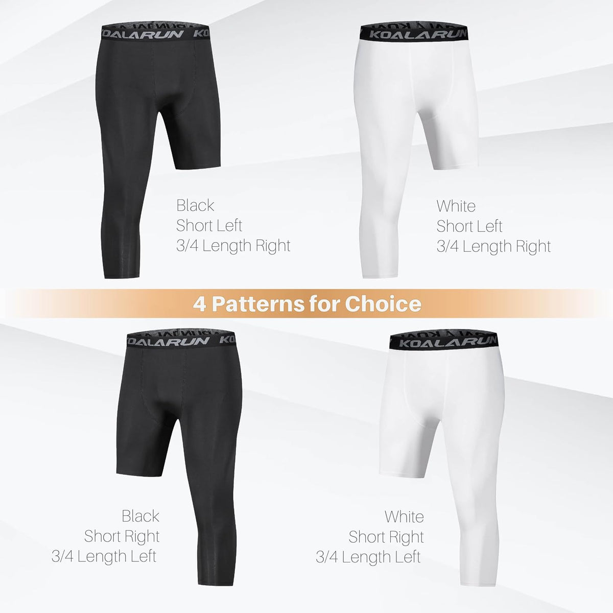 One Leg Compression Tights for Basketball Men's 3/4 Capri Sports Leggings Athletic Training Pants Base Layers