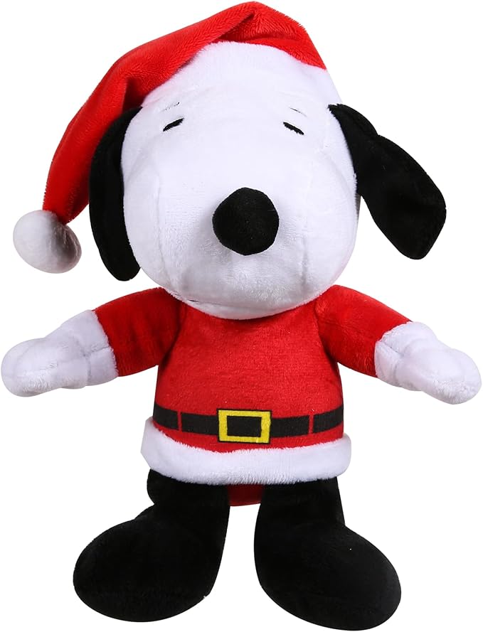 9" Holiday Snoopy Santa Plush Dog Toy with Squeaker Red and White Snoopy Plush Dog Toy Medium Squeaky Dog Toys- Cute and Soft Stuffed Dog Toys Officially Licensed