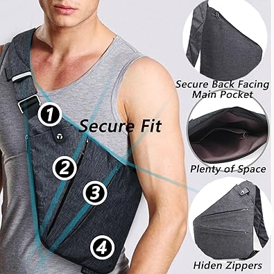 Anti Theft Travel Bag for Women Men, The Slim Carry Sling Bag, Personal Flex Travel Purses Crossbody Bags Multi Pocket