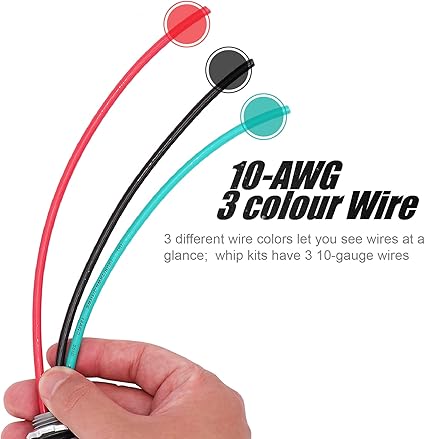 6FT 12-Inch Electrical AC Whip Kit,Nonmetallic Liquid Tight Flexible Electrical Conduit,7.5FT of Connecting Wires 3-Conductor 10-Gauge Wires wStraight90 Degree Fittings