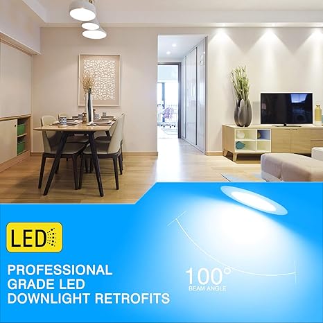 6 inch LED Can Lights, 6 Pack Dimmable Retrofit LED Recessed Lighting Fixture, Downlight, 15W, 5000K Daylight White, Energy Star ETL