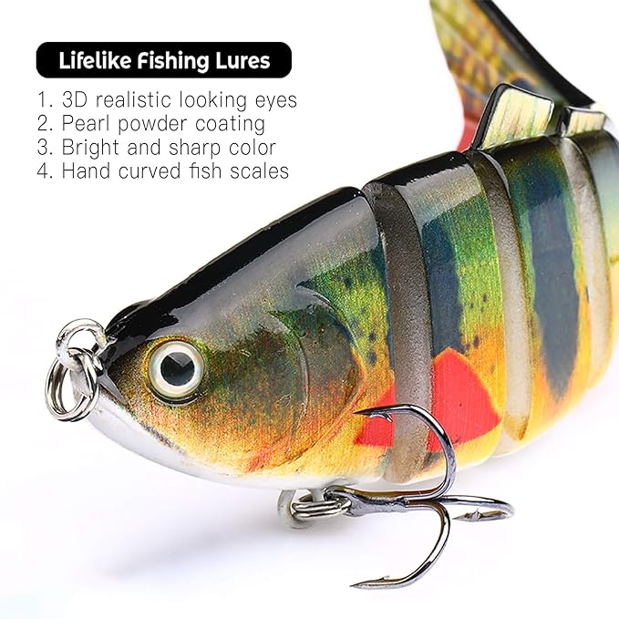 Fishing Lures for Bass Trout 1.43.9" Multi Jointed Swimbaits Slow Sinking Bionic Lifelike Swimming Bass Lures Freshwater Saltwater Bass Fishing baits Kit