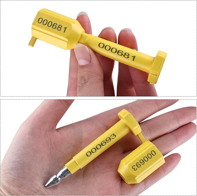 NovelBee 100pcs - 0325801- 0325900 Bolt Seal Shipping Seal with Print Progressive Numbering for Cargo Containers and Truck Trailers, Cargo Container Seals (Yellow)