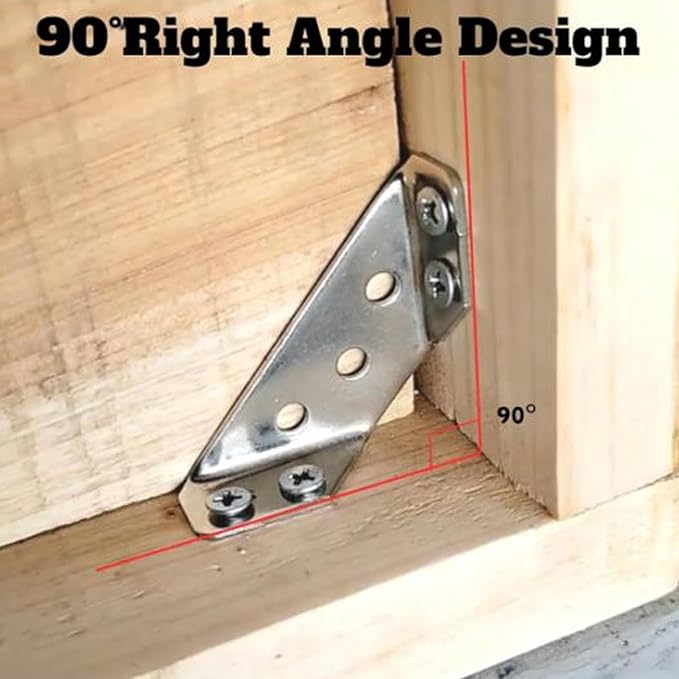 20 Pcs Stainless Steel Furniture Corner Connector, Angle Joint Fastener, Cabinet Shelf Corner Brace for Home Improvement