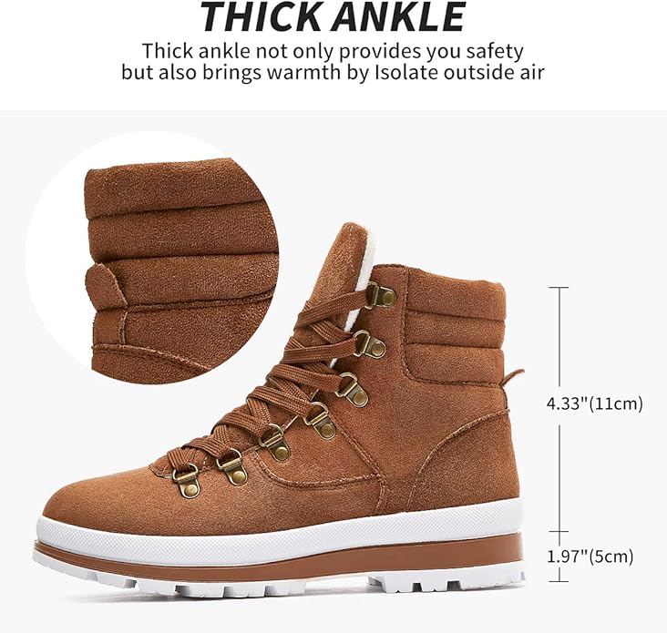 FRACORA Womens Combat Boots Lace Up Ankle Boots Winter Snow Boot Side Zipper Fashion Booties...