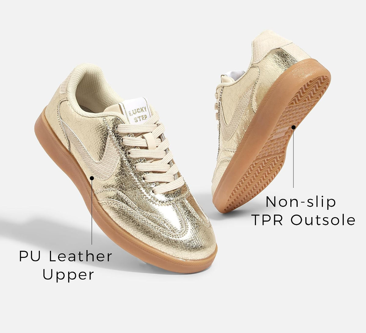 LUCKY STEP Women's Classic Fashion Sneakers | Casual Skate Shoes | Lace Up Walking Shoes