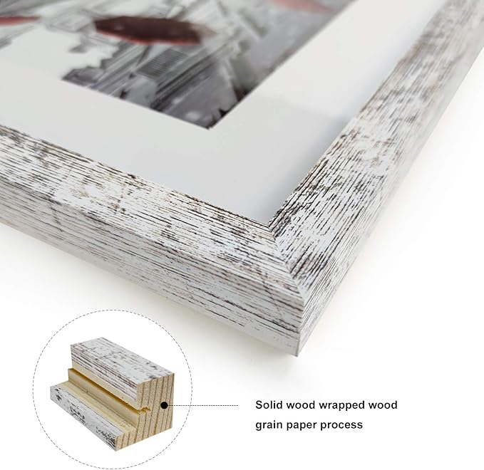 12x12 Frame Matted to Display 8x8 Photos with Mat or 12 x 12 Pictures Without Mat Rustic Photo Frames Wall Art for Living Room Wall Mounting