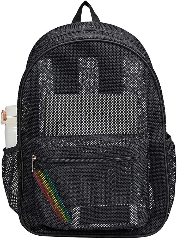 COVAX Heavy Duty Mesh Backpack, See Through College Backpack with Padded Shoulder Straps for Commuting, Swimming, Travel, Beach, Outdoor Sports (Grey)