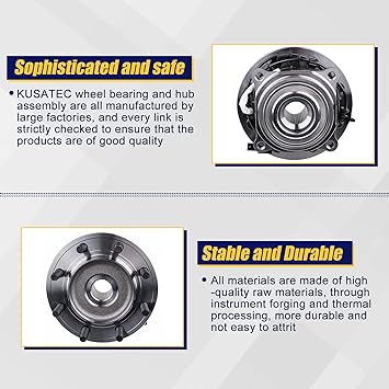 KUSATEC 515162 Front 2PCS Wheel Hub and Bearing Assembly Compatible with Ram 2500 3500 Pickup, 2013 2014 2015 2016 2017 2018, 8 Lug Bolts wABS
