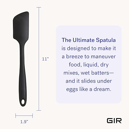 Get It Right Premium Silicone Spatula Heat Resistant up to 550F Seamless, Nonstick Kitchen Spatulas for Cooking, Baking, and Mixing Ultimate - 11 IN, Black