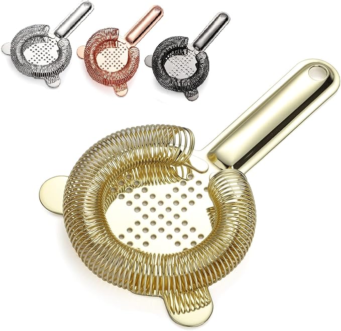 Cocktail Strainer,hawthorne strainer,Stainless Steel Bar Strainer, Bar Tool Drink Strainer with 100 Wire Spring for Professional Bartenders and Mixologists Professional for Bar Restaurant Home