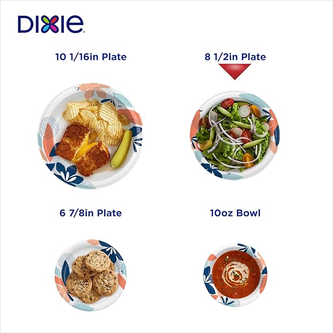 Dixie Medium Paper Plates, 8.5 Inch, 90 Count, 2X Stronger, Microwave-Safe, Soak-Proof, Cut Resistant, Disposable Plates For Everyday Breakfast, Lunch, & Dinner Meals