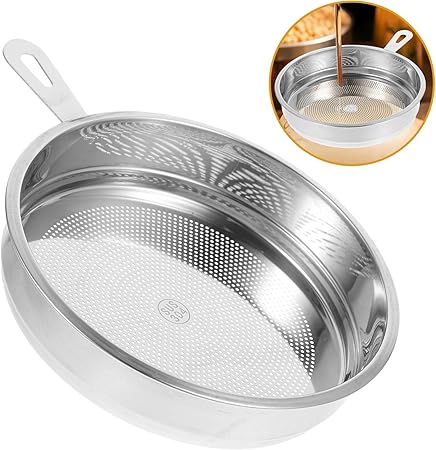 Zerodeko Oil Pot Strainer Lid Replacement 5 Inch Oil Dispensing Bottle Fine Mesh Strainer Cover Stainless Steel Oil Storage Can Filter for Frying Oil Fat Grease Keeper