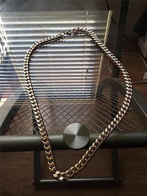 Men's Hip-Hop 30 Inch 14k Gold Plated Cuban Link Curb Chain Necklace with Diamond Heavy Cuts By Naivo-LSDMY Store