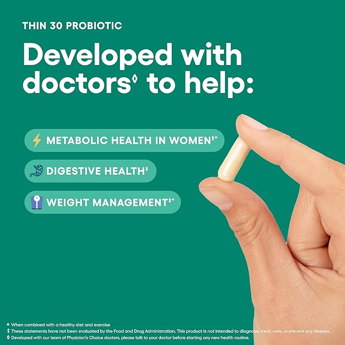 Physician's CHOICE Probiotics for Weight Management Bloating - 6 Probiotic Strains - Prebiotics - Key ingredient Cayenne - Supports Gut Health - Weight Management for Women Men - Green Tea - 30 CT