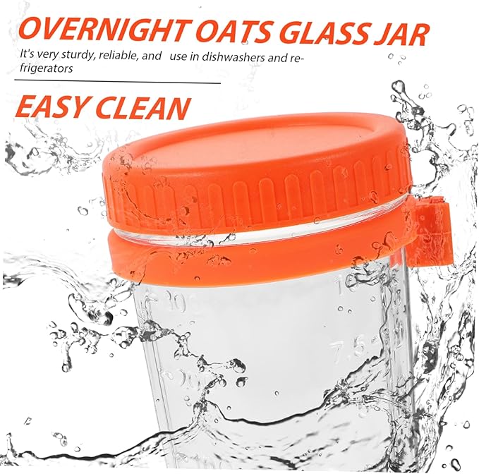 MAGICLULU 400ml Mason Jar Overnight Oats Cup Container with Lid for Oatmeal Smoothies and Salads Practical Snack Prep Cup for Breakfast and Meal Prep