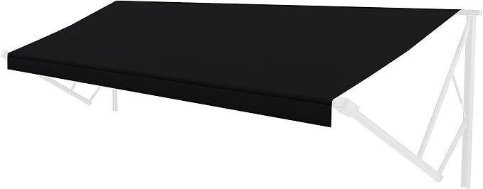 Solera Universal Fit Heavy-Duty Vinyl RV Patio Awning Replacement Fabric Solid Black 14' Awning (13'4" Fabric)
