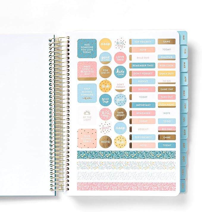 Home Planner 2024 (Floral) | Work from Home Planner w/Stickers | Daily Checklist | Monthly Budget Worksheet | Monthly Calendar Layout | Vacation Checklist | Coil Binding | Poly Laminated Cover…