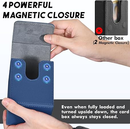 ZLCA Card Deck Box for Trading Cards, MTG YuGiOh Deck Case Holds 100 Single Sleeved Cards, PU Leather Magnetic Card Storage Box Fits for TCG CCG Magic Game Cards (Blue)