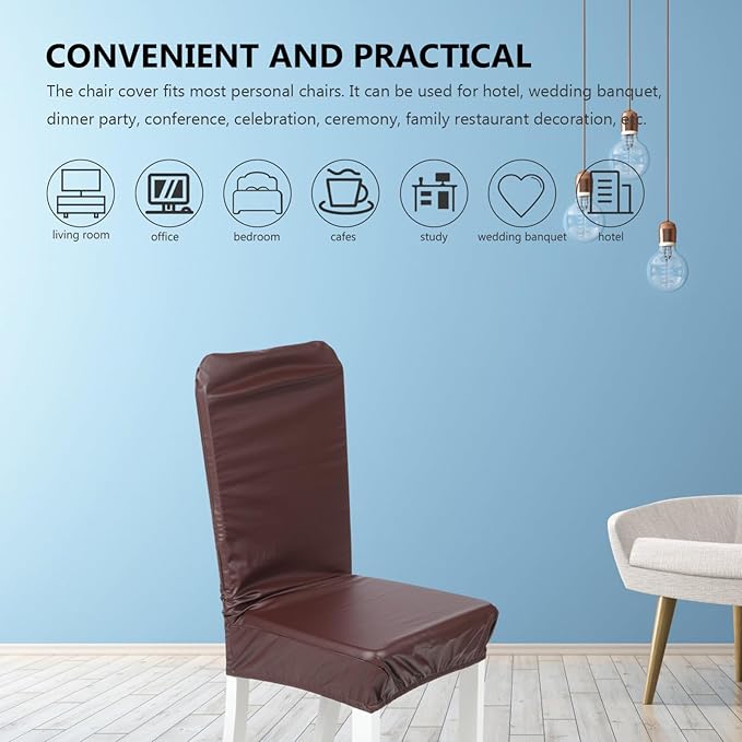 Stretchy Pu Leather Chair Cover and Easy to Clean Dining Chair Slipcover for Home Hotel Use Removable Elastic Design for Comfort and Protection Against Stains and Scratches