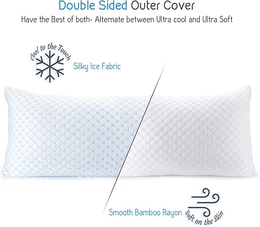 Hearth Harbor Temperature Regulating Reversible Cooling Pillow, Memory Foam Pillow Body Pillow 20" X 54"