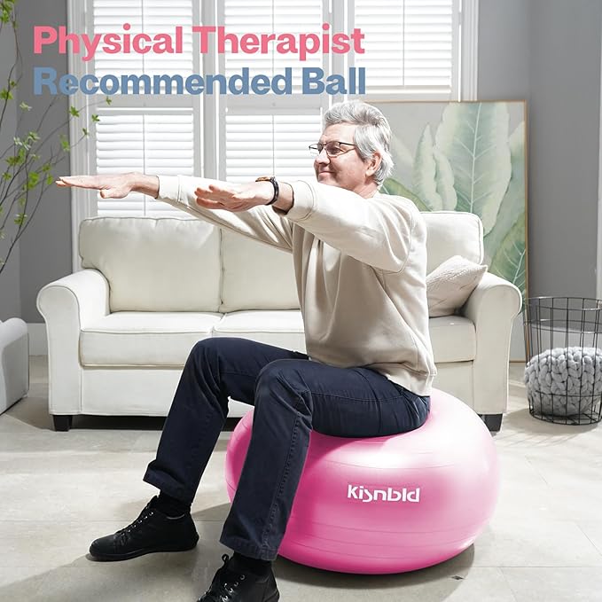 Exercise Ball, Extra Thick Yoga Ball for Workout Pregnancy Stability, 4 Sizes Anti-Burst Balance Ball with Foot Pump - Heavy Duty Fitness Ball Chair for Office, Home Gym