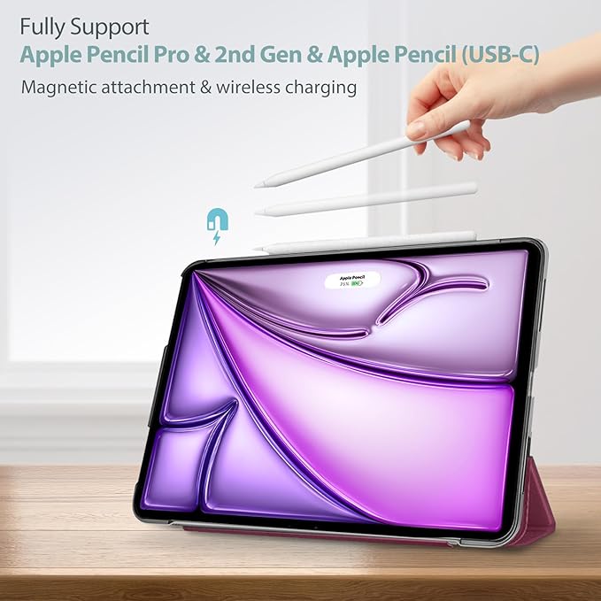 ProCase Smart Case for iPad Air 11 inch M2 2024 Air 6th 10.9 Air 5th 2022Air 4th 2020, Protective Cover for iPad Air 6 5 4 Generation -Wine