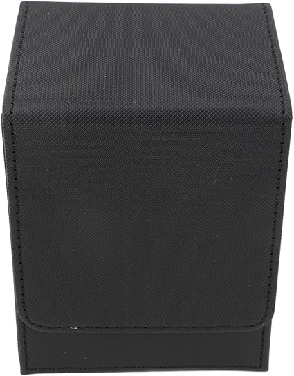 Card Deck Box PU Leather Multifunctional Portable Magnetic Closure Card Storage Box for More Than 100 Cards (Black and Grey)