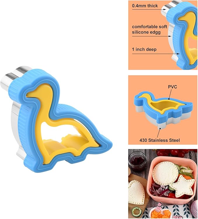 Dinasour Sandwich Cutter for Kids, Uncrustable Sandwich Maker for Bento Box, Large Bread Cutter of DIY Mould