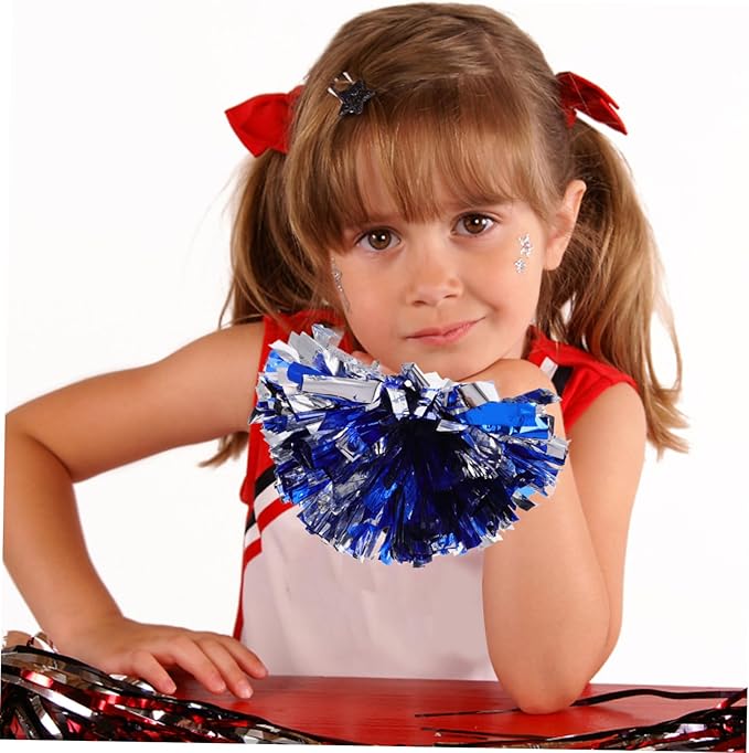 YARNOW Metallic Foil Cheerleading Poms 10 Pack for Boys and Girls Vibrant Hand Flowers