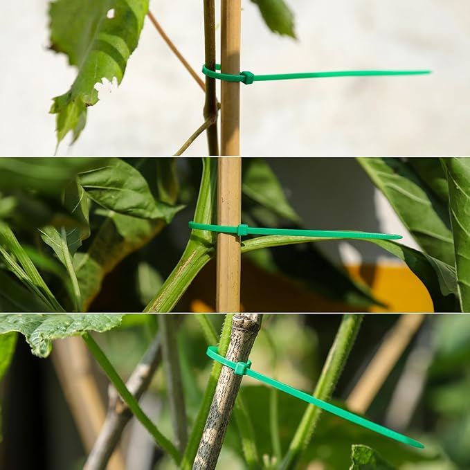 6 inch Green Zip Ties, Nylon Garden Cable Zip Ties Self Locking Cable Ties Twist Ties, Multi-Purpose Cable Tie (100 Pcs)