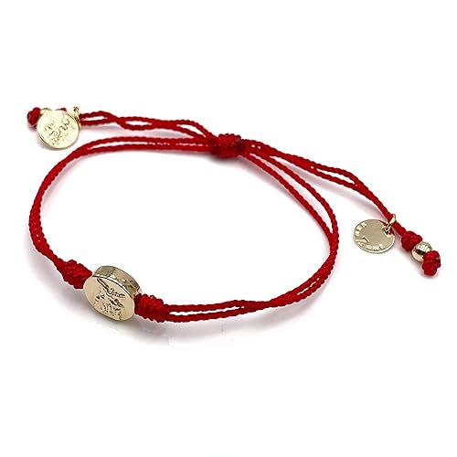 St Michael Archangel Coin Medal on Adjustable Red Cord Wrist Adjustable Bracelet (Red)