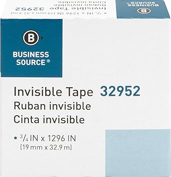 32952 Business Source Invisible Tape Dispenser Refill Roll Clear 1Roll 1 (Pack of 2)